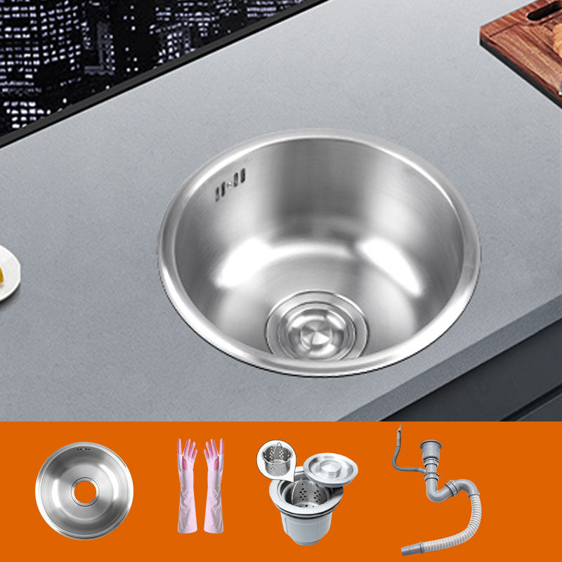 Round Stainless Steel Kitchen Sink with Drain Assembly Drop-In Sink Sink with Drain Assembly None Clearhalo 'Home Improvement' 'home_improvement' 'home_improvement_kitchen_sinks' 'Kitchen Remodel & Kitchen Fixtures' 'Kitchen Sinks & Faucet Components' 'Kitchen Sinks' 'kitchen_sinks' 6871581