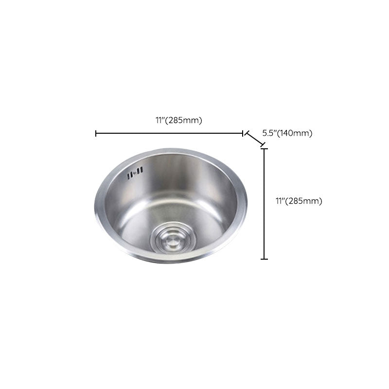 Round Stainless Steel Kitchen Sink with Drain Assembly Drop-In Sink Clearhalo 'Home Improvement' 'home_improvement' 'home_improvement_kitchen_sinks' 'Kitchen Remodel & Kitchen Fixtures' 'Kitchen Sinks & Faucet Components' 'Kitchen Sinks' 'kitchen_sinks' 6871591