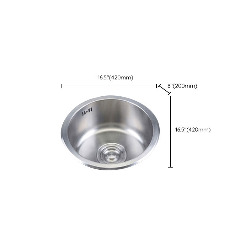 Round Stainless Steel Kitchen Sink with Drain Assembly Drop-In Sink Clearhalo 'Home Improvement' 'home_improvement' 'home_improvement_kitchen_sinks' 'Kitchen Remodel & Kitchen Fixtures' 'Kitchen Sinks & Faucet Components' 'Kitchen Sinks' 'kitchen_sinks' 6871596
