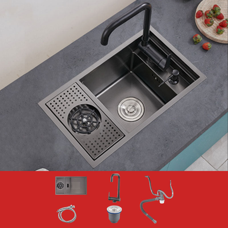 Creative Soundproofing Sink Stainless Steel Kitchen Sink with Accessories Sink with Faucet Foldable Faucet Clearhalo 'Home Improvement' 'home_improvement' 'home_improvement_kitchen_sinks' 'Kitchen Remodel & Kitchen Fixtures' 'Kitchen Sinks & Faucet Components' 'Kitchen Sinks' 'kitchen_sinks' 6871600
