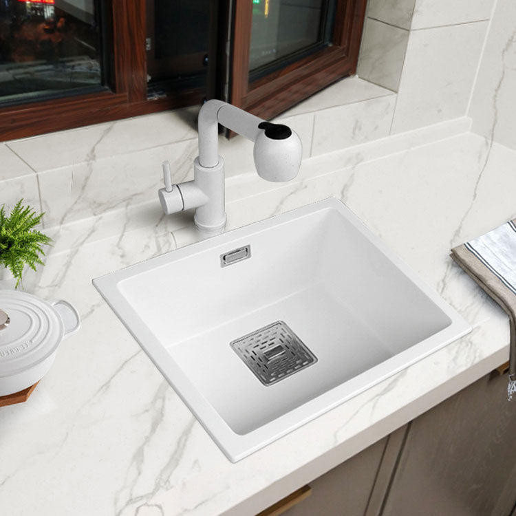 Modern Quartz Sink Solid Color Square Single Bowl Kitchen Sink Clearhalo 'Home Improvement' 'home_improvement' 'home_improvement_kitchen_sinks' 'Kitchen Remodel & Kitchen Fixtures' 'Kitchen Sinks & Faucet Components' 'Kitchen Sinks' 'kitchen_sinks' 6871626
