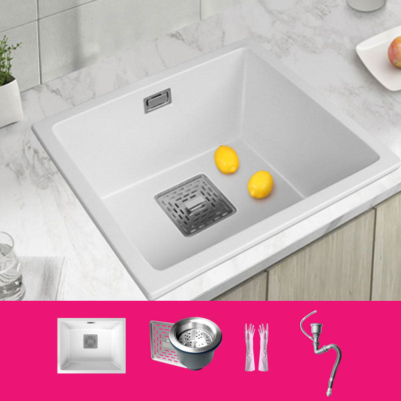 Modern Quartz Sink Solid Color Square Single Bowl Kitchen Sink 20"L x 16"W x 9"H Sink Only None Clearhalo 'Home Improvement' 'home_improvement' 'home_improvement_kitchen_sinks' 'Kitchen Remodel & Kitchen Fixtures' 'Kitchen Sinks & Faucet Components' 'Kitchen Sinks' 'kitchen_sinks' 6871627