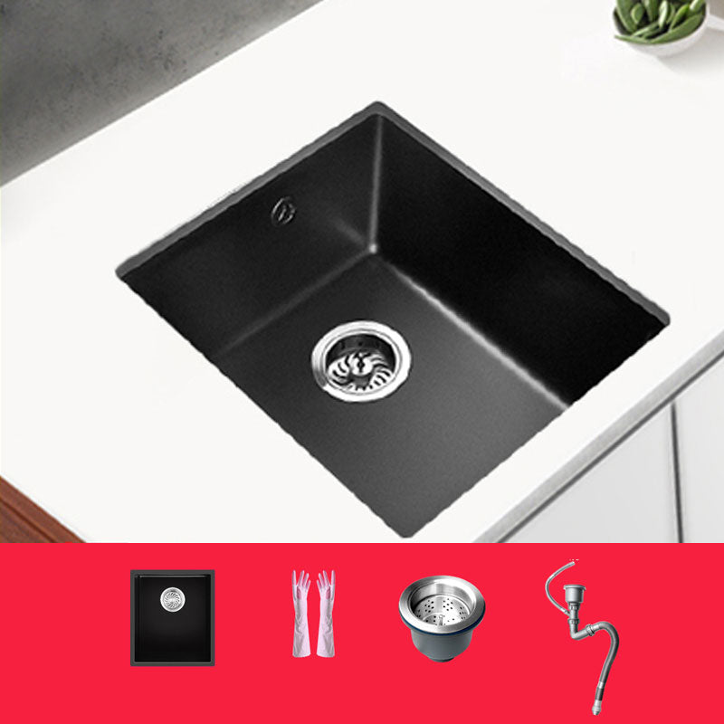 Rectangle Quartz Sink in Black Drop-In Kitchen Sink with Drain Assembly 16"L x 18"W x 8"H Sink Only None Clearhalo 'Home Improvement' 'home_improvement' 'home_improvement_kitchen_sinks' 'Kitchen Remodel & Kitchen Fixtures' 'Kitchen Sinks & Faucet Components' 'Kitchen Sinks' 'kitchen_sinks' 6871645