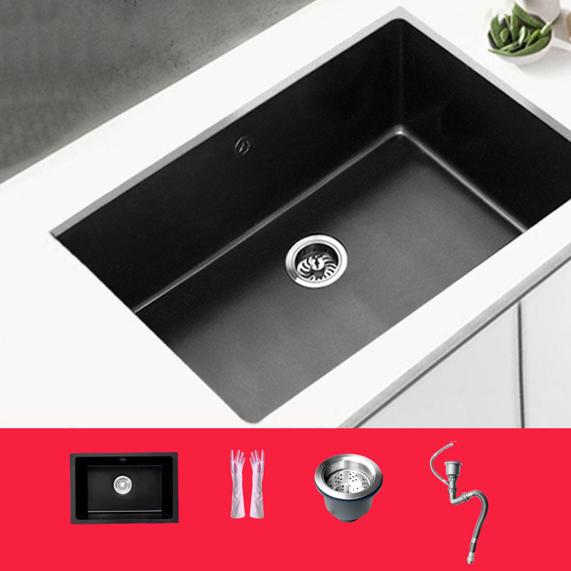 Rectangle Quartz Sink in Black Drop-In Kitchen Sink with Drain Assembly Sink Only None Clearhalo 'Home Improvement' 'home_improvement' 'home_improvement_kitchen_sinks' 'Kitchen Remodel & Kitchen Fixtures' 'Kitchen Sinks & Faucet Components' 'Kitchen Sinks' 'kitchen_sinks' 6871646