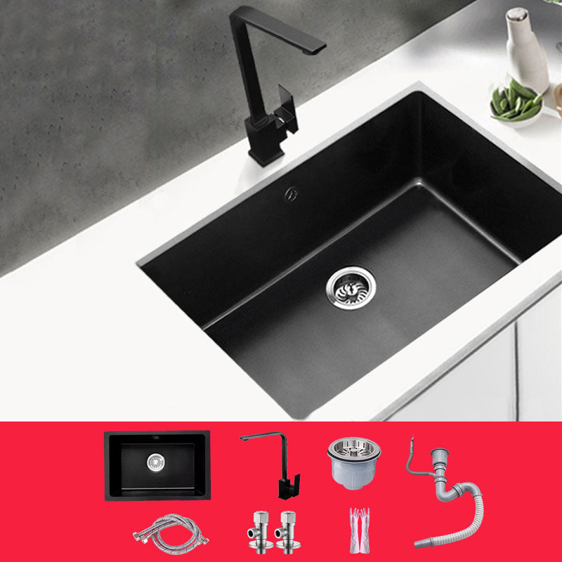 Rectangle Quartz Sink in Black Drop-In Kitchen Sink with Drain Assembly Sink with Faucet Seven Character Faucet Clearhalo 'Home Improvement' 'home_improvement' 'home_improvement_kitchen_sinks' 'Kitchen Remodel & Kitchen Fixtures' 'Kitchen Sinks & Faucet Components' 'Kitchen Sinks' 'kitchen_sinks' 6871658