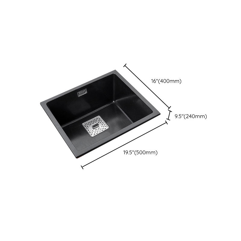 Rectangle Quartz Sink in Black Drop-In Kitchen Sink with Drain Assembly Clearhalo 'Home Improvement' 'home_improvement' 'home_improvement_kitchen_sinks' 'Kitchen Remodel & Kitchen Fixtures' 'Kitchen Sinks & Faucet Components' 'Kitchen Sinks' 'kitchen_sinks' 6871662
