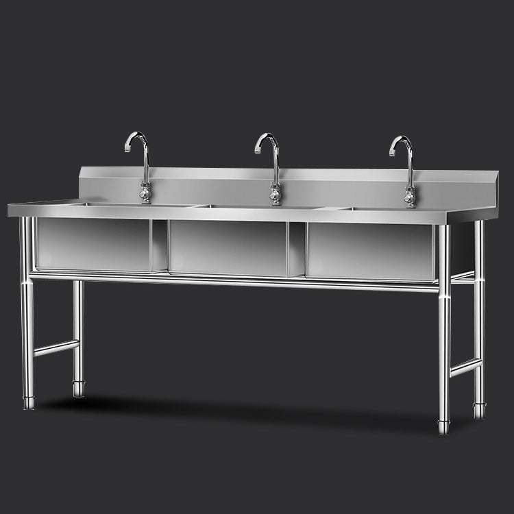 Simple Kitchen Sink Triple Bowl Stainless Steel Sink with Faucets Clearhalo 'Home Improvement' 'home_improvement' 'home_improvement_kitchen_sinks' 'Kitchen Remodel & Kitchen Fixtures' 'Kitchen Sinks & Faucet Components' 'Kitchen Sinks' 'kitchen_sinks' 6871698
