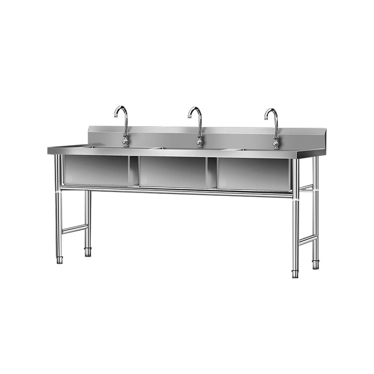 Simple Kitchen Sink Triple Bowl Stainless Steel Sink with Faucets Clearhalo 'Home Improvement' 'home_improvement' 'home_improvement_kitchen_sinks' 'Kitchen Remodel & Kitchen Fixtures' 'Kitchen Sinks & Faucet Components' 'Kitchen Sinks' 'kitchen_sinks' 6871699