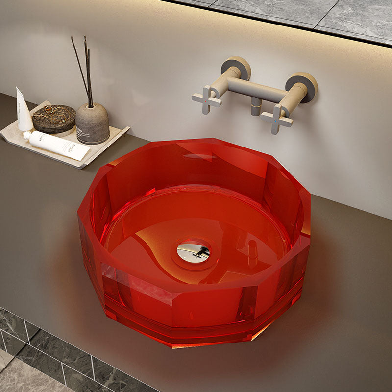 Modern Wash Stand Transparent Solid Color Resin Bathroom Sink(Not Included Faucet) Clearhalo 'Bathroom Remodel & Bathroom Fixtures' 'Bathroom Sinks & Faucet Components' 'Bathroom Sinks' 'bathroom_sink' 'Home Improvement' 'home_improvement' 'home_improvement_bathroom_sink' 6871704