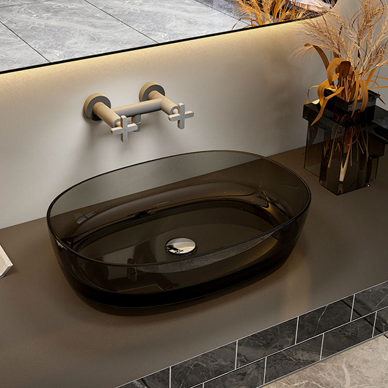 Modern Wash Stand Transparent Solid Color Resin Bathroom Sink(Not Included Faucet) Clearhalo 'Bathroom Remodel & Bathroom Fixtures' 'Bathroom Sinks & Faucet Components' 'Bathroom Sinks' 'bathroom_sink' 'Home Improvement' 'home_improvement' 'home_improvement_bathroom_sink' 6871711