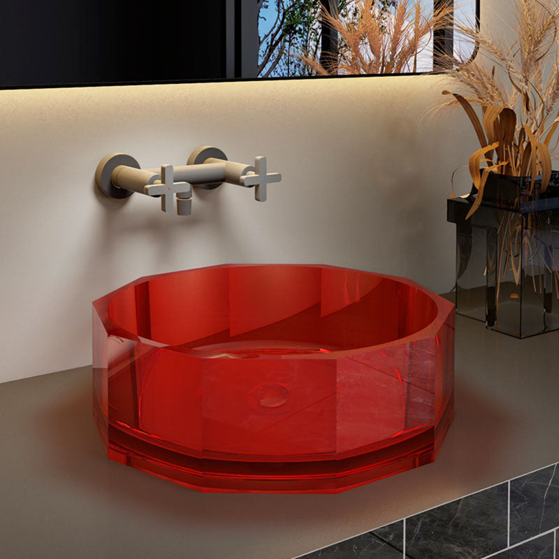 Modern Wash Stand Transparent Solid Color Resin Bathroom Sink(Not Included Faucet) Clearhalo 'Bathroom Remodel & Bathroom Fixtures' 'Bathroom Sinks & Faucet Components' 'Bathroom Sinks' 'bathroom_sink' 'Home Improvement' 'home_improvement' 'home_improvement_bathroom_sink' 6871715