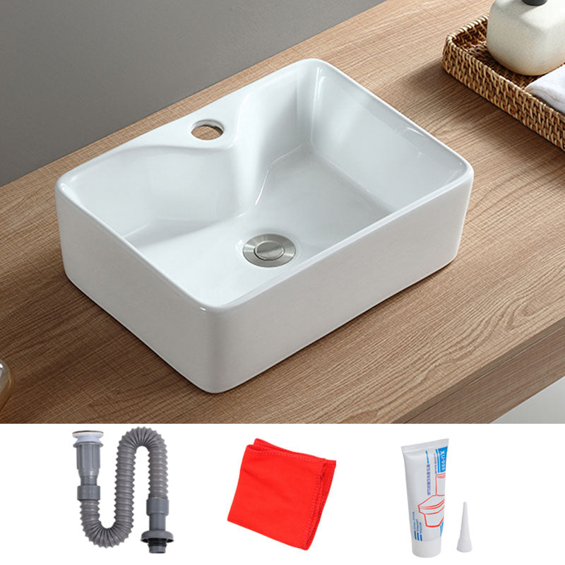 White Bathroom Sink Vessel Porcelain Bathroom Sink (Not Including Faucet) 16"L x 12"W x 5"H Clearhalo 'Bathroom Remodel & Bathroom Fixtures' 'Bathroom Sinks & Faucet Components' 'Bathroom Sinks' 'bathroom_sink' 'Home Improvement' 'home_improvement' 'home_improvement_bathroom_sink' 6871783