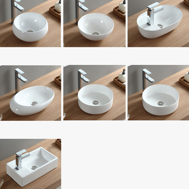 White Bathroom Sink Vessel Porcelain Bathroom Sink (Not Including Faucet) Clearhalo 'Bathroom Remodel & Bathroom Fixtures' 'Bathroom Sinks & Faucet Components' 'Bathroom Sinks' 'bathroom_sink' 'Home Improvement' 'home_improvement' 'home_improvement_bathroom_sink' 6871785