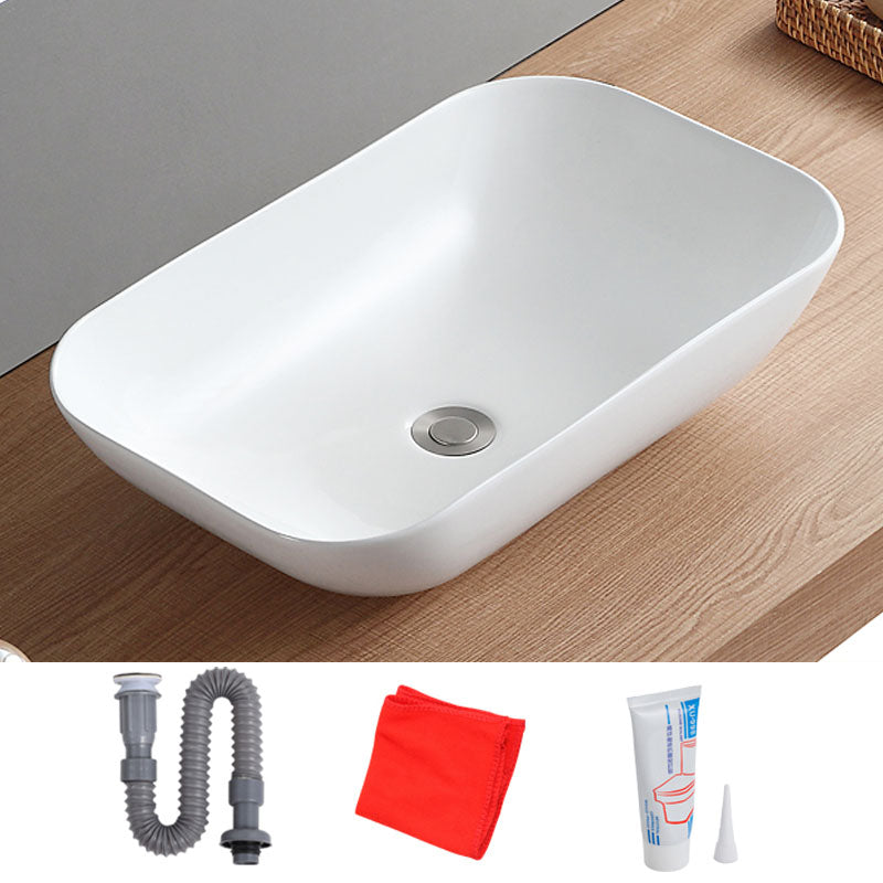 White Bathroom Sink Vessel Porcelain Bathroom Sink (Not Including Faucet) 23"L x 14"W x 6"H Clearhalo 'Bathroom Remodel & Bathroom Fixtures' 'Bathroom Sinks & Faucet Components' 'Bathroom Sinks' 'bathroom_sink' 'Home Improvement' 'home_improvement' 'home_improvement_bathroom_sink' 6871793