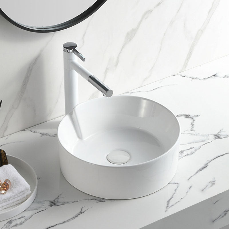 Contemporary Bathroom Sink White Porcelain Vessel Lavatory Sink Only 15"L x 15"W x 6"H Clearhalo 'Bathroom Remodel & Bathroom Fixtures' 'Bathroom Sinks & Faucet Components' 'Bathroom Sinks' 'bathroom_sink' 'Home Improvement' 'home_improvement' 'home_improvement_bathroom_sink' 6871813