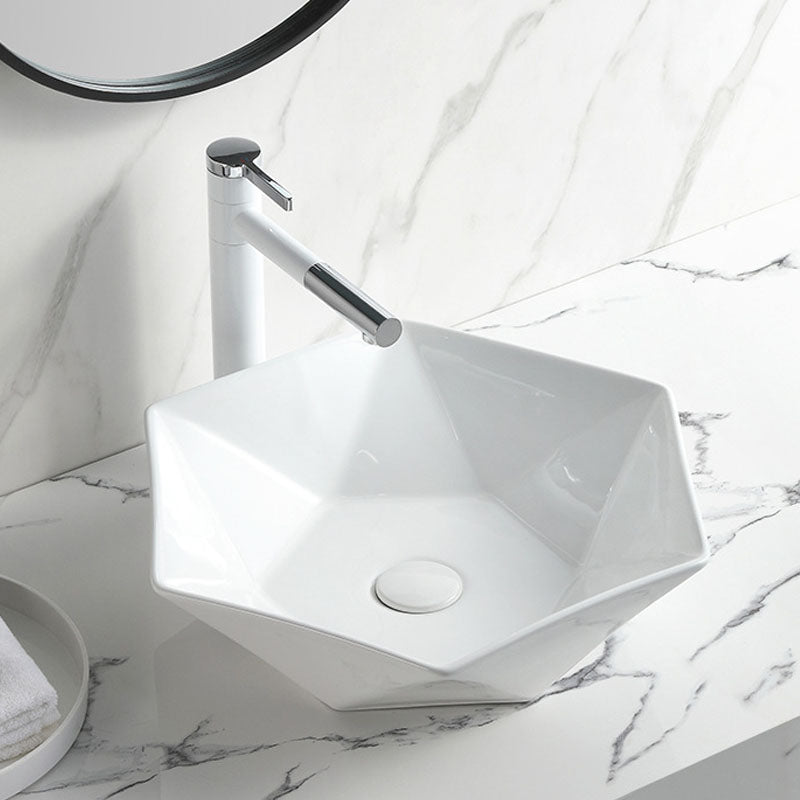 Contemporary Bathroom Sink White Porcelain Vessel Lavatory Sink Only 17"L x 17"W x 5"H Clearhalo 'Bathroom Remodel & Bathroom Fixtures' 'Bathroom Sinks & Faucet Components' 'Bathroom Sinks' 'bathroom_sink' 'Home Improvement' 'home_improvement' 'home_improvement_bathroom_sink' 6871818