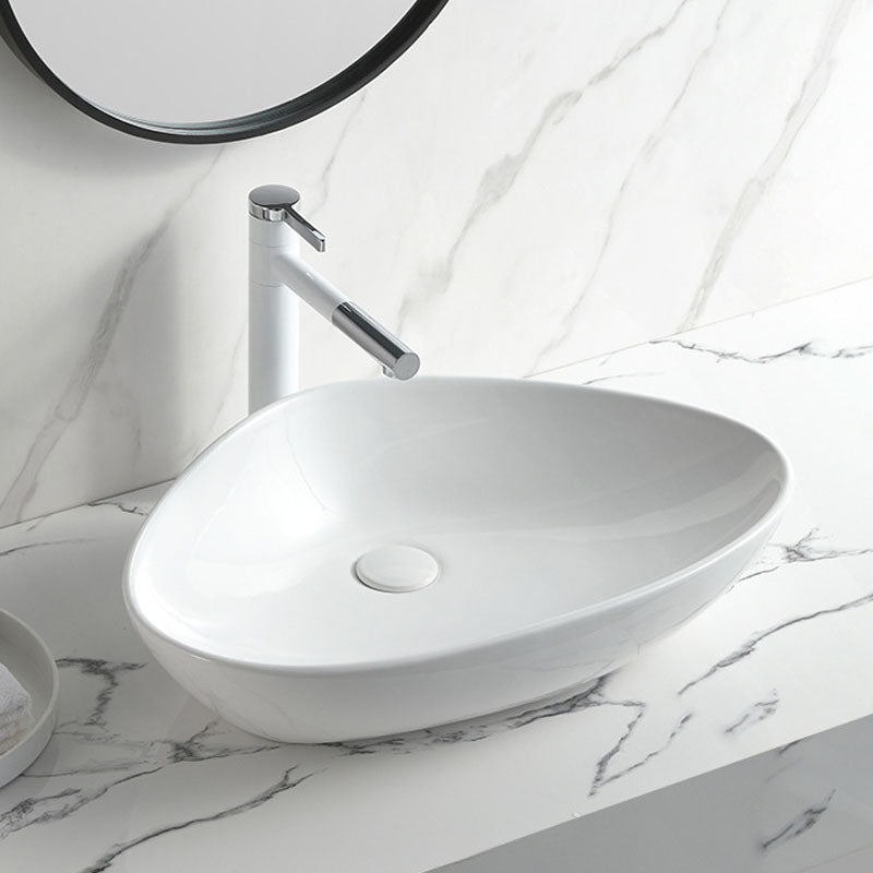Contemporary Bathroom Sink White Porcelain Vessel Lavatory Sink Only 23"L x 15"W x 6"H Clearhalo 'Bathroom Remodel & Bathroom Fixtures' 'Bathroom Sinks & Faucet Components' 'Bathroom Sinks' 'bathroom_sink' 'Home Improvement' 'home_improvement' 'home_improvement_bathroom_sink' 6871822