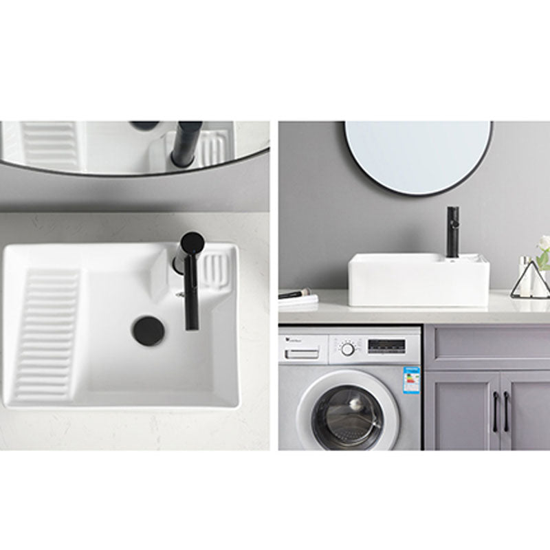 Classic Bathroom Sink Rectangular White Trough Sink with Pop-Up Drain Clearhalo 'Bathroom Remodel & Bathroom Fixtures' 'Bathroom Sinks & Faucet Components' 'Bathroom Sinks' 'bathroom_sink' 'Home Improvement' 'home_improvement' 'home_improvement_bathroom_sink' 6871901