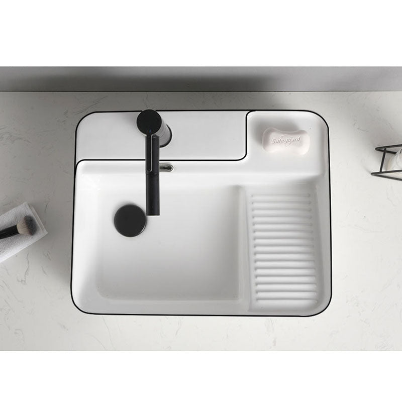 Classic Bathroom Sink Rectangular White Trough Sink with Pop-Up Drain Clearhalo 'Bathroom Remodel & Bathroom Fixtures' 'Bathroom Sinks & Faucet Components' 'Bathroom Sinks' 'bathroom_sink' 'Home Improvement' 'home_improvement' 'home_improvement_bathroom_sink' 6871904