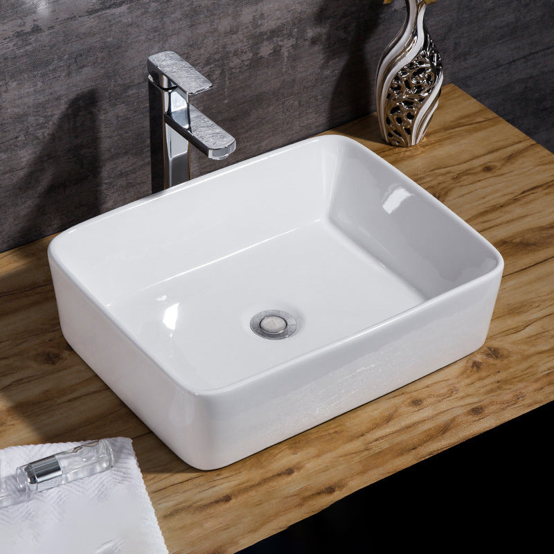 Modern Bathroom Sink Solid Color Porcelain Vessel Bathroom Sink 19"L x 15"W x 5"H Sink with Faucet Clearhalo 'Bathroom Remodel & Bathroom Fixtures' 'Bathroom Sinks & Faucet Components' 'Bathroom Sinks' 'bathroom_sink' 'Home Improvement' 'home_improvement' 'home_improvement_bathroom_sink' 6871923