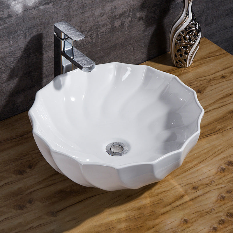Modern Bathroom Sink Solid Color Porcelain Vessel Bathroom Sink 18"L x 18"W x 7"H Sink with Faucet Clearhalo 'Bathroom Remodel & Bathroom Fixtures' 'Bathroom Sinks & Faucet Components' 'Bathroom Sinks' 'bathroom_sink' 'Home Improvement' 'home_improvement' 'home_improvement_bathroom_sink' 6871927