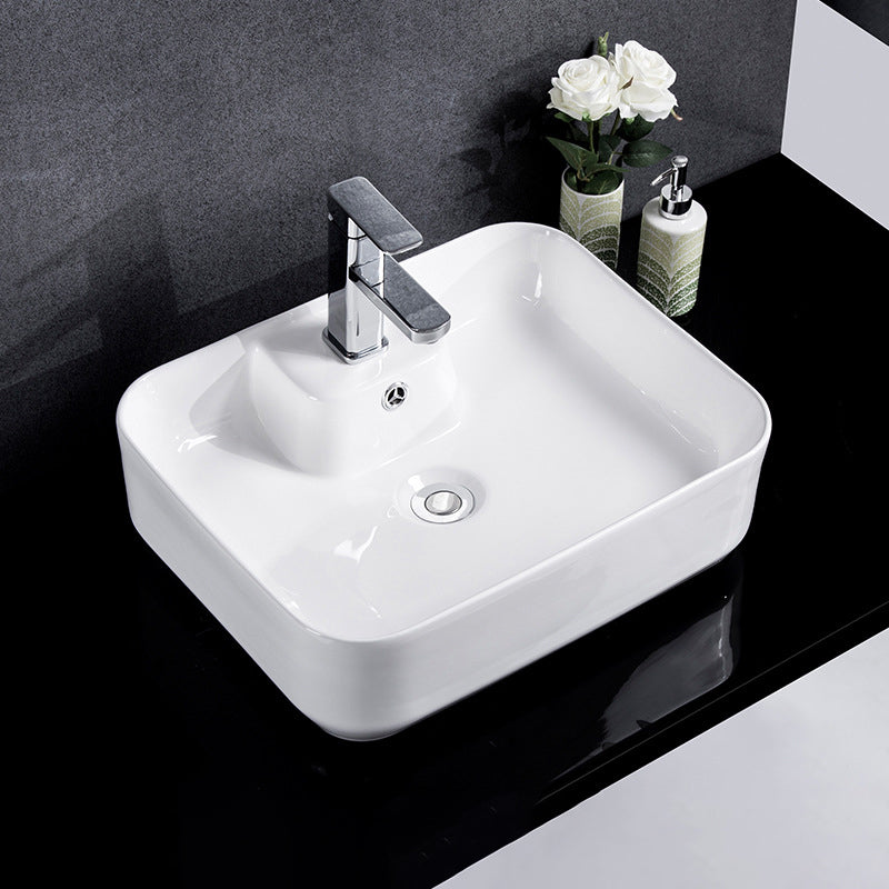 Modern Bathroom Sink Solid Color Porcelain Vessel Bathroom Sink 20"L x 16"W x 6"H Sink with Faucet Clearhalo 'Bathroom Remodel & Bathroom Fixtures' 'Bathroom Sinks & Faucet Components' 'Bathroom Sinks' 'bathroom_sink' 'Home Improvement' 'home_improvement' 'home_improvement_bathroom_sink' 6871940