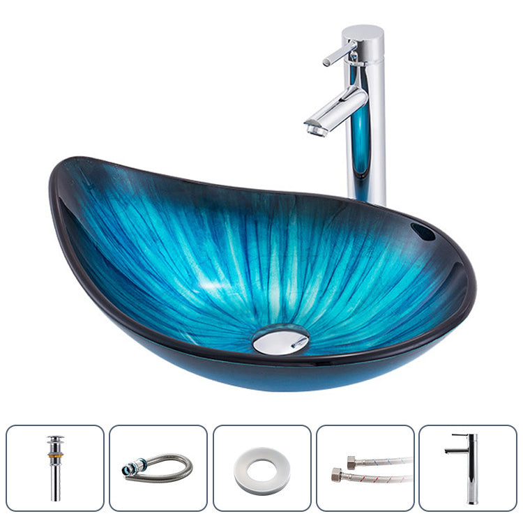 Creative Glass Vessel Sink Specialty Vessel Bathroom Sink with Pop-Up Drain Sky Blue Sink & Drain Assembly & Faucet Clearhalo 'Bathroom Remodel & Bathroom Fixtures' 'Bathroom Sinks & Faucet Components' 'Bathroom Sinks' 'bathroom_sink' 'Home Improvement' 'home_improvement' 'home_improvement_bathroom_sink' 6871968