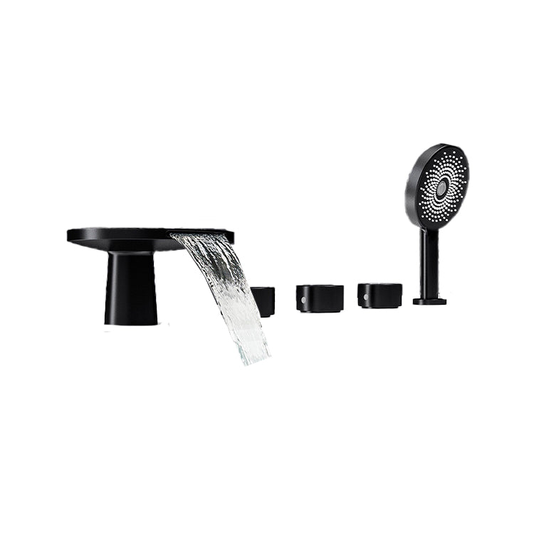 Modern Style Roman Tub Filler Deck-Mount Low Arc Copper Roman Tub Filler Clearhalo 'Bathroom Remodel & Bathroom Fixtures' 'Bathtub Faucets' 'bathtub_faucets' 'Home Improvement' 'home_improvement' 'home_improvement_bathtub_faucets' 6871984