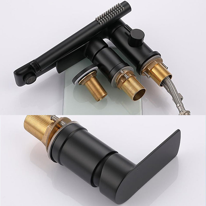 Modern Style Roman Tub Faucet Pure Color Deck-Mount Low Arc Copper Roman Tub Faucet Clearhalo 'Bathroom Remodel & Bathroom Fixtures' 'Bathtub Faucets' 'bathtub_faucets' 'Home Improvement' 'home_improvement' 'home_improvement_bathtub_faucets' 6872020