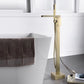 Modern Style Freestanding Tub Filler Floor Mount Freestanding Tub Filler with Hand Shower Gold Square Rectangle Wall Mounted Clearhalo 'Bathroom Remodel & Bathroom Fixtures' 'Bathtub Faucets' 'bathtub_faucets' 'Home Improvement' 'home_improvement' 'home_improvement_bathtub_faucets' 6872081