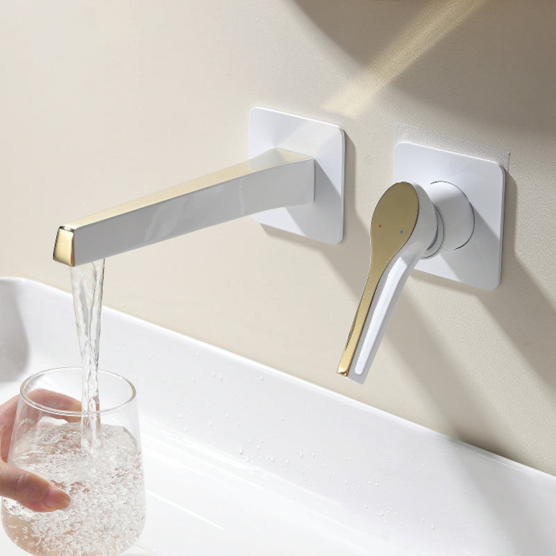 Industrial Style Bathroom Faucet Wall Mounted Rod Handle Faucet White Clearhalo 'Bathroom Remodel & Bathroom Fixtures' 'Bathtub Faucets' 'bathtub_faucets' 'Home Improvement' 'home_improvement' 'home_improvement_bathtub_faucets' 6872122