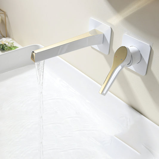 Industrial Style Bathroom Faucet Wall Mounted Rod Handle Faucet Clearhalo 'Bathroom Remodel & Bathroom Fixtures' 'Bathtub Faucets' 'bathtub_faucets' 'Home Improvement' 'home_improvement' 'home_improvement_bathtub_faucets' 6872125