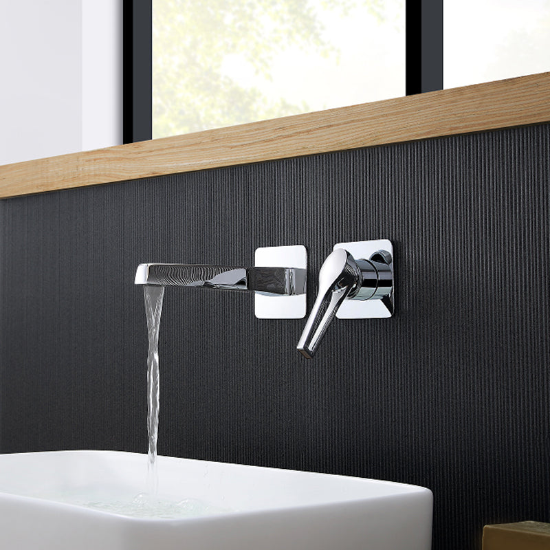 Industrial Style Bathroom Faucet Wall Mounted Rod Handle Faucet Chrome Clearhalo 'Bathroom Remodel & Bathroom Fixtures' 'Bathtub Faucets' 'bathtub_faucets' 'Home Improvement' 'home_improvement' 'home_improvement_bathtub_faucets' 6872126
