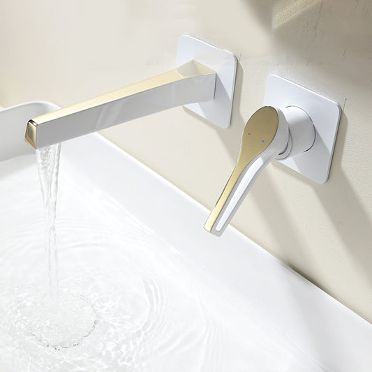 Industrial Style Bathroom Faucet Wall Mounted Rod Handle Faucet Clearhalo 'Bathroom Remodel & Bathroom Fixtures' 'Bathtub Faucets' 'bathtub_faucets' 'Home Improvement' 'home_improvement' 'home_improvement_bathtub_faucets' 6872127
