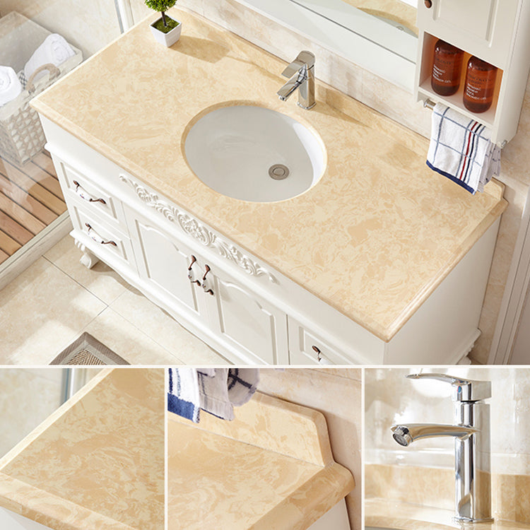 Wood Frame Bathroom Vanity White Freestanding Mirror Drawers Rectangle Vanity with 2 Doors Clearhalo 'Bathroom Remodel & Bathroom Fixtures' 'Bathroom Vanities' 'bathroom_vanities' 'Home Improvement' 'home_improvement' 'home_improvement_bathroom_vanities' 6872141