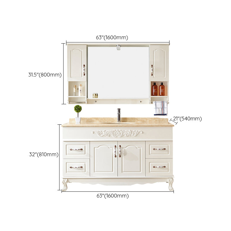 Wood Frame Bathroom Vanity White Freestanding Mirror Drawers Rectangle Vanity with 2 Doors Clearhalo 'Bathroom Remodel & Bathroom Fixtures' 'Bathroom Vanities' 'bathroom_vanities' 'Home Improvement' 'home_improvement' 'home_improvement_bathroom_vanities' 6872167