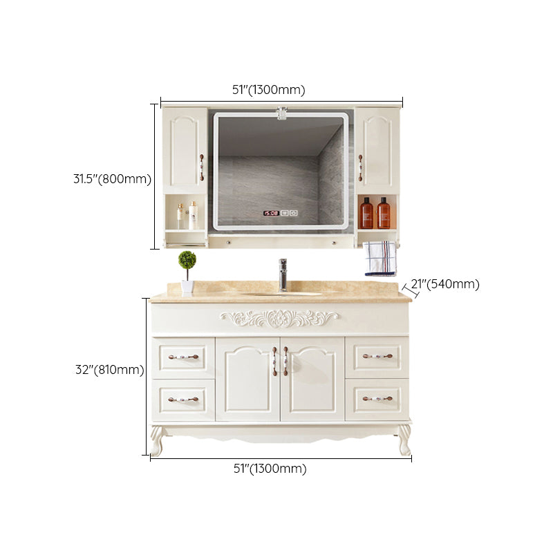 Wood Frame Bathroom Vanity White Freestanding Mirror Drawers Rectangle Vanity with 2 Doors Clearhalo 'Bathroom Remodel & Bathroom Fixtures' 'Bathroom Vanities' 'bathroom_vanities' 'Home Improvement' 'home_improvement' 'home_improvement_bathroom_vanities' 6872174