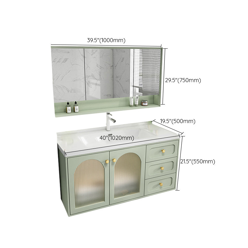 Scratch Resistant Vanity Mirror 2 Doors Drawers Single Sink Wall-Mounted Bath Vanity Clearhalo 'Bathroom Remodel & Bathroom Fixtures' 'Bathroom Vanities' 'bathroom_vanities' 'Home Improvement' 'home_improvement' 'home_improvement_bathroom_vanities' 6872200