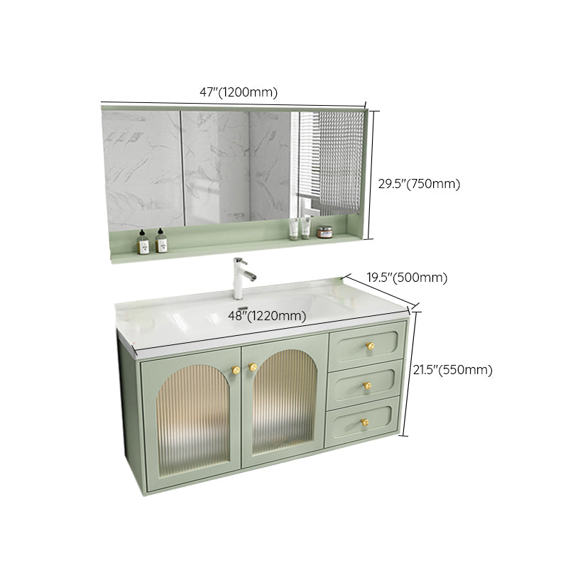 Scratch Resistant Vanity Mirror 2 Doors Drawers Single Sink Wall-Mounted Bath Vanity Clearhalo 'Bathroom Remodel & Bathroom Fixtures' 'Bathroom Vanities' 'bathroom_vanities' 'Home Improvement' 'home_improvement' 'home_improvement_bathroom_vanities' 6872202