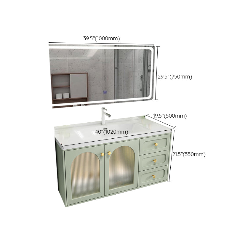 Scratch Resistant Vanity Mirror 2 Doors Drawers Single Sink Wall-Mounted Bath Vanity Clearhalo 'Bathroom Remodel & Bathroom Fixtures' 'Bathroom Vanities' 'bathroom_vanities' 'Home Improvement' 'home_improvement' 'home_improvement_bathroom_vanities' 6872207
