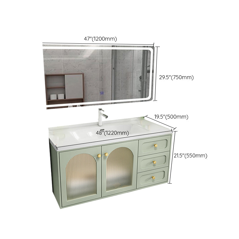 Scratch Resistant Vanity Mirror 2 Doors Drawers Single Sink Wall-Mounted Bath Vanity Clearhalo 'Bathroom Remodel & Bathroom Fixtures' 'Bathroom Vanities' 'bathroom_vanities' 'Home Improvement' 'home_improvement' 'home_improvement_bathroom_vanities' 6872209