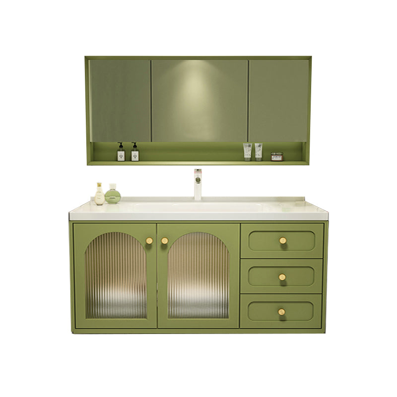 2 Doors Bath Vanity Drawers Mirror Wall Mount Rectangle Single Sink Wood Frame Vanity Vanity & Faucet & Mirror Cabinet 48"L x 20"W x 22"H Clearhalo 'Bathroom Remodel & Bathroom Fixtures' 'Bathroom Vanities' 'bathroom_vanities' 'Home Improvement' 'home_improvement' 'home_improvement_bathroom_vanities' 6872223