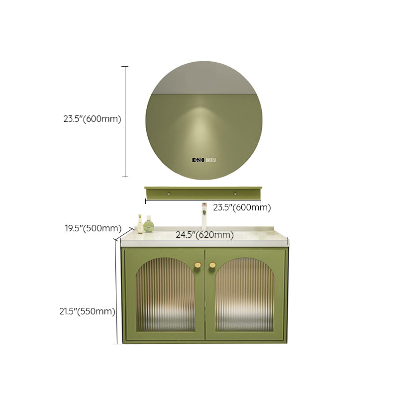 2 Doors Bath Vanity Drawers Mirror Wall Mount Rectangle Single Sink Wood Frame Vanity Clearhalo 'Bathroom Remodel & Bathroom Fixtures' 'Bathroom Vanities' 'bathroom_vanities' 'Home Improvement' 'home_improvement' 'home_improvement_bathroom_vanities' 6872237