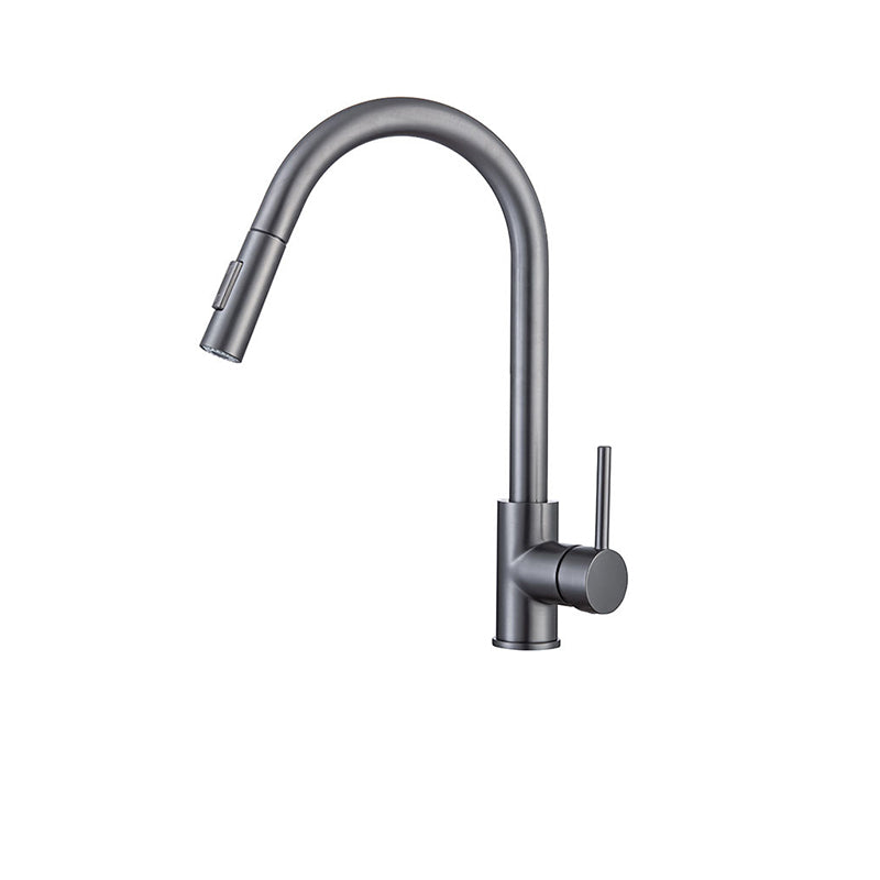 Gooseneck Kitchen Sink Faucet Swivel Spout with Pull down Sprayer Grey Storage Not Included Clearhalo 'Home Improvement' 'home_improvement' 'home_improvement_kitchen_faucets' 'Kitchen Faucets' 'Kitchen Remodel & Kitchen Fixtures' 'Kitchen Sinks & Faucet Components' 'kitchen_faucets' 6872425