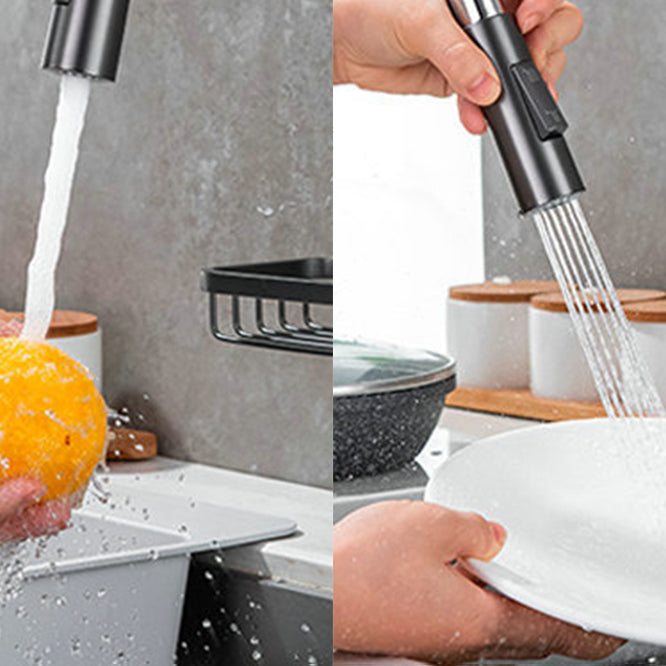 Gooseneck Kitchen Sink Faucet Swivel Spout with Pull down Sprayer Clearhalo 'Home Improvement' 'home_improvement' 'home_improvement_kitchen_faucets' 'Kitchen Faucets' 'Kitchen Remodel & Kitchen Fixtures' 'Kitchen Sinks & Faucet Components' 'kitchen_faucets' 6872426