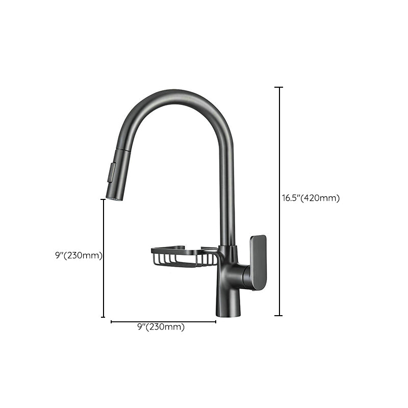 Gooseneck Kitchen Sink Faucet Swivel Spout with Pull down Sprayer Clearhalo 'Home Improvement' 'home_improvement' 'home_improvement_kitchen_faucets' 'Kitchen Faucets' 'Kitchen Remodel & Kitchen Fixtures' 'Kitchen Sinks & Faucet Components' 'kitchen_faucets' 6872439