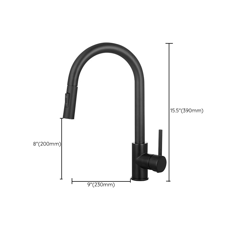 Gooseneck Kitchen Sink Faucet Swivel Spout with Pull down Sprayer Clearhalo 'Home Improvement' 'home_improvement' 'home_improvement_kitchen_faucets' 'Kitchen Faucets' 'Kitchen Remodel & Kitchen Fixtures' 'Kitchen Sinks & Faucet Components' 'kitchen_faucets' 6872440