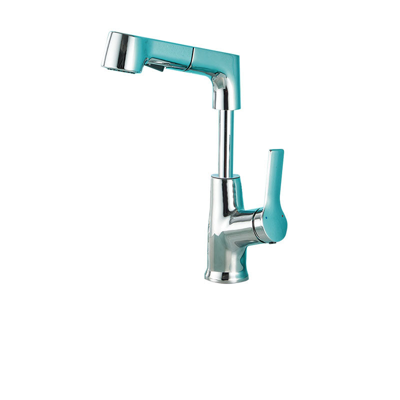Pull Down Kitchen Faucet Single Handle Metal Faucet with Pull Out Sprayer Chrome Clearhalo 'Home Improvement' 'home_improvement' 'home_improvement_kitchen_faucets' 'Kitchen Faucets' 'Kitchen Remodel & Kitchen Fixtures' 'Kitchen Sinks & Faucet Components' 'kitchen_faucets' 6872447