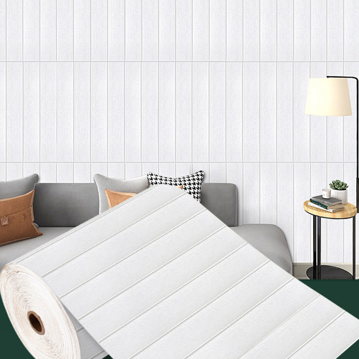 Modern Pearl Wainscoting PVC Wall Access Panel Peel and Stick Foam Baseboard White Nano Strong Glue Fund 98.4' (30m) Clearhalo 'Flooring 'Home Improvement' 'home_improvement' 'home_improvement_wall_paneling' 'Wall Paneling' 'wall_paneling' 'Walls & Ceilings' Walls and Ceiling' 6872489