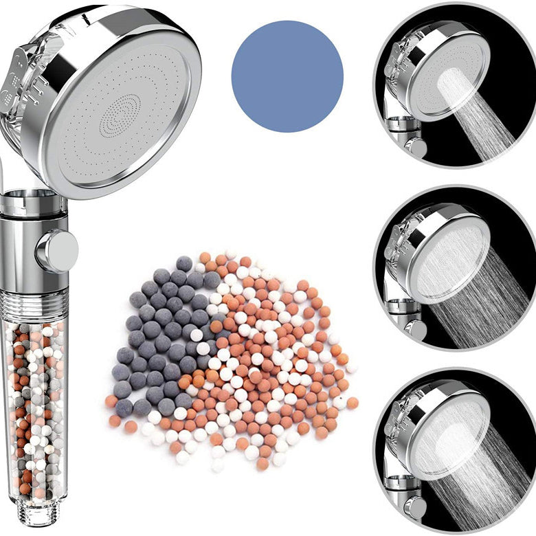 Contemporary Handheld Shower Head Round Filter Ball Spray Head in Silver Clearhalo 'Bathroom Remodel & Bathroom Fixtures' 'Home Improvement' 'home_improvement' 'home_improvement_shower_heads' 'Shower Heads' 'shower_heads' 'Showers & Bathtubs Plumbing' 'Showers & Bathtubs' 6872692